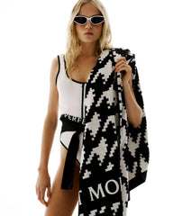 Houndstooth - Black,Snow White